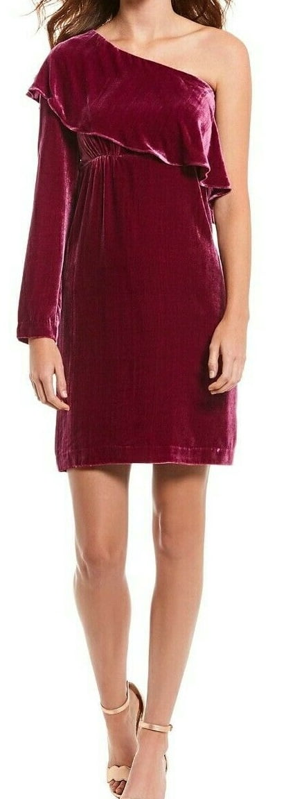 Nicole Miller Artelier ROYAL PLUM Crinkled Velvet One Shoulder Dress, US 2  - Walmart Business Supplies