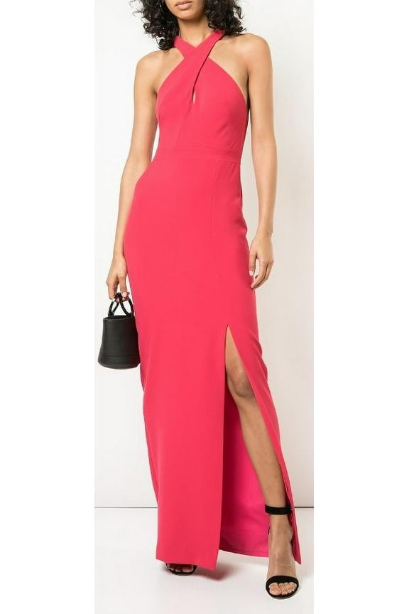 Artelier WATERMELON New Techy Crepe Halter Dress, US 2