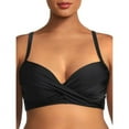thumbnail image 1 of Nicole Miller BLACK Twist Front Bikini Top + Hi Waist Shirred Bottom 2Pc XL, 1 of 7