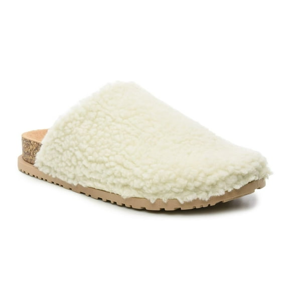 Nicole Miller Bondy Womens Slippers for House, Indoor & Outdoor - Orthotics Cork Clogs Furry Faux Slipper with Fleece Lining & Arch Support - Comfortable Slipper with Anti-Skid Rubber Outsole