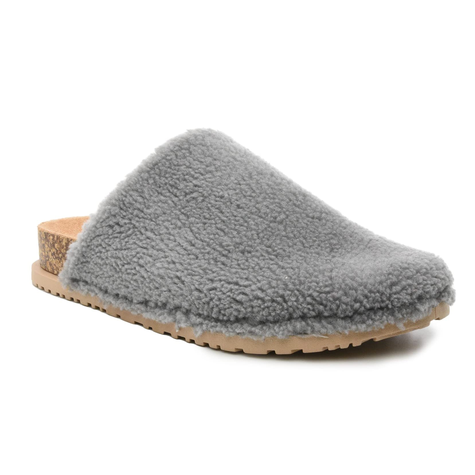 Nicole Bondy Womens Slippers for House, Indoor & Outdoor - Orthotics Cork Clogs Furry Faux Slipper with Fleece Lining & Support - Comfortable with Anti-Skid Rubber Outsole - Walmart.com