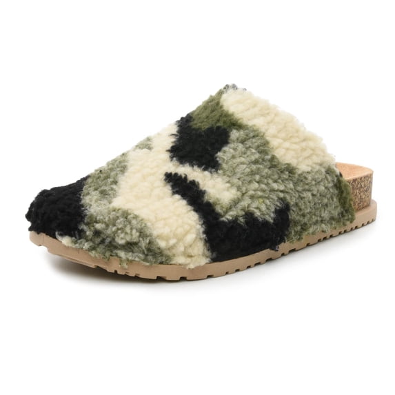 Nicole Miller Bondy Womens Slippers for House, Indoor & Outdoor - Orthotics Cork Clogs Furry Faux Slipper with Fleece Lining & Arch Support - Comfortable Slipper with Anti-Skid Rubber Outsole