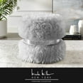 thumbnail image 1 of Posh Living Nicole Miller Braydon Faux Fur Fabric Ottoman in Gray/Silver, 1 of 8