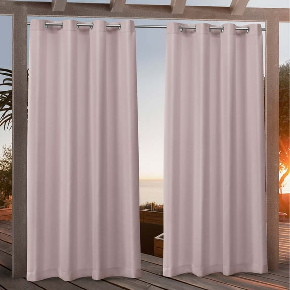 Nicole Miller Canvas Indoor/Outdoor Grommet Top Curtain Panel Pair, 54"x108", Blush