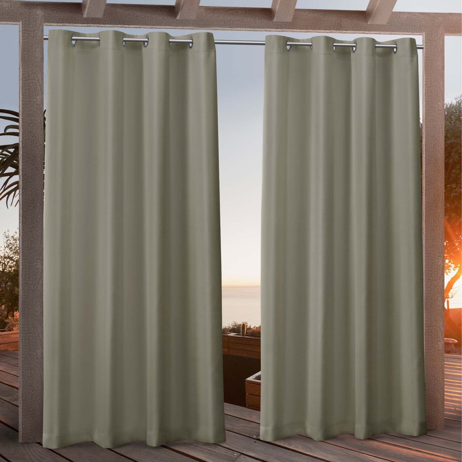 Nicole Miller Canvas Indoor/Outdoor Grommet Top Curtain Panel Pair, 54"x108", Khaki
