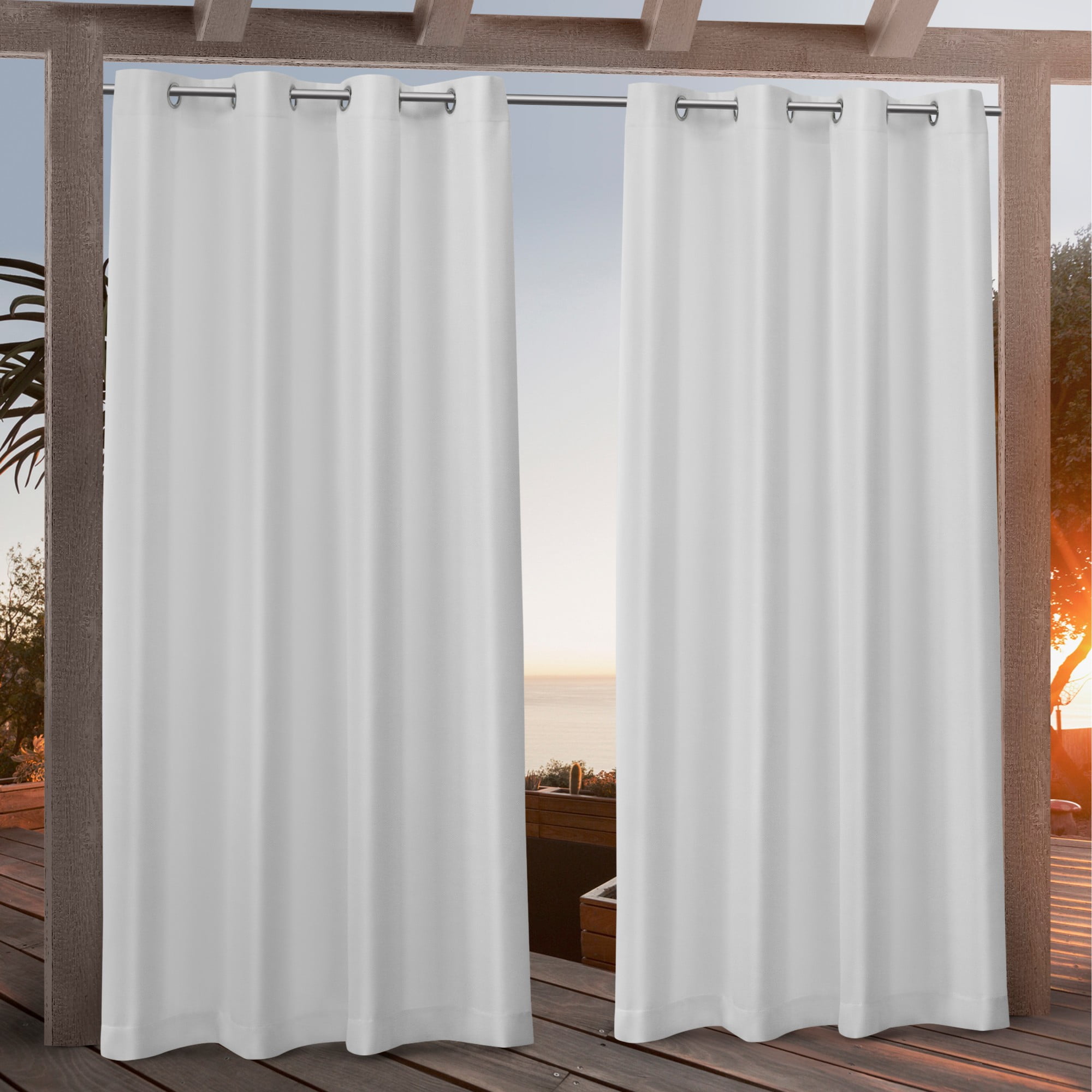 Nicole Miller Canvas Indoor/Outdoor Grommet Top Curtain Panel Pair, 54"x108", Winter