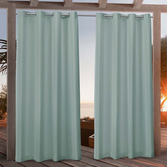 Nicole Miller Canvas Indoor/Outdoor Grommet Top Curtain Panel Pair, 54"x96", Spa