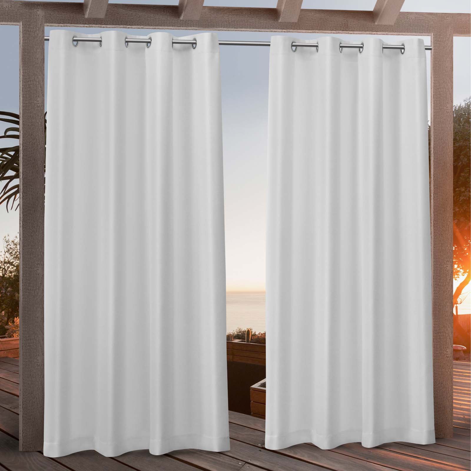 Nicole Miller Canvas Indoor/Outdoor Grommet Top Curtain Panel Pair, 54"x96", Winter
