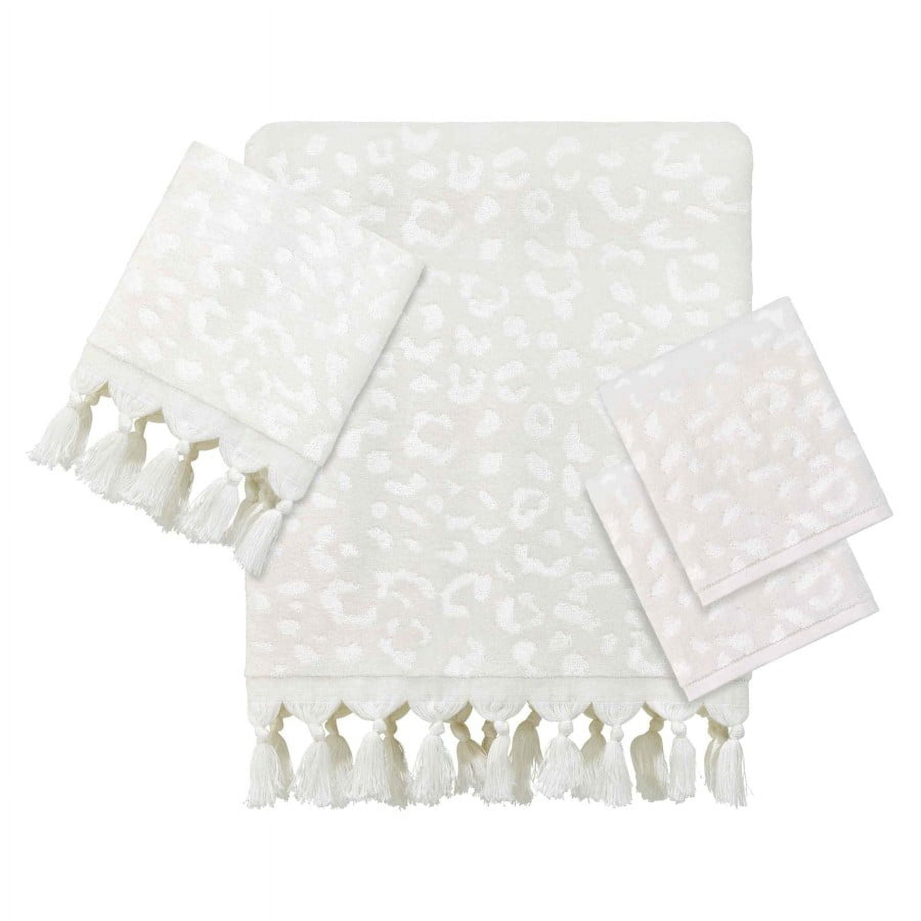 Cream Jacquard Cotton Tassel 4-Piece Towel Set