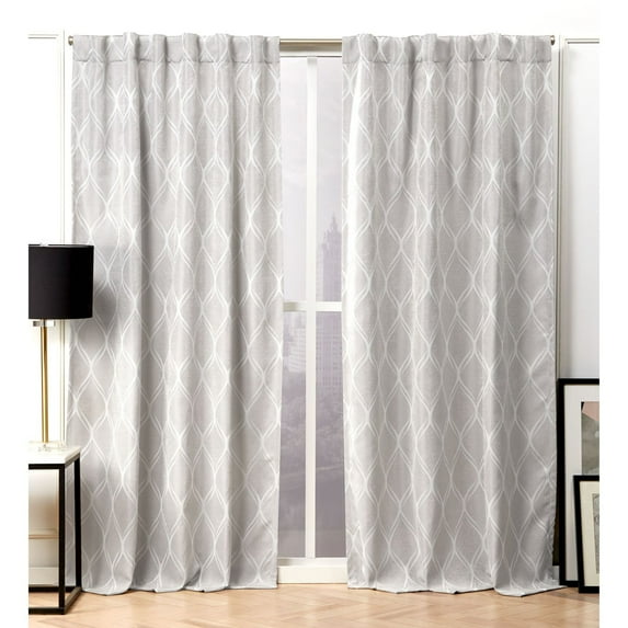 Nicole Miller Circuit Room Darkening Blackout Hidden Tab/Rod Pocket Top Curtain Panel Pair, 52"x96", Dove Grey