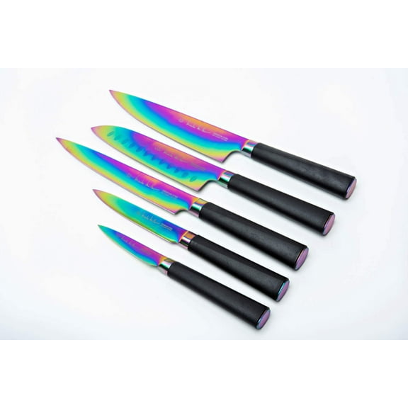 Nicole Miller Cutlery Knife Set - 5-Piece Rainbow Knife Set with Acrylic Stand