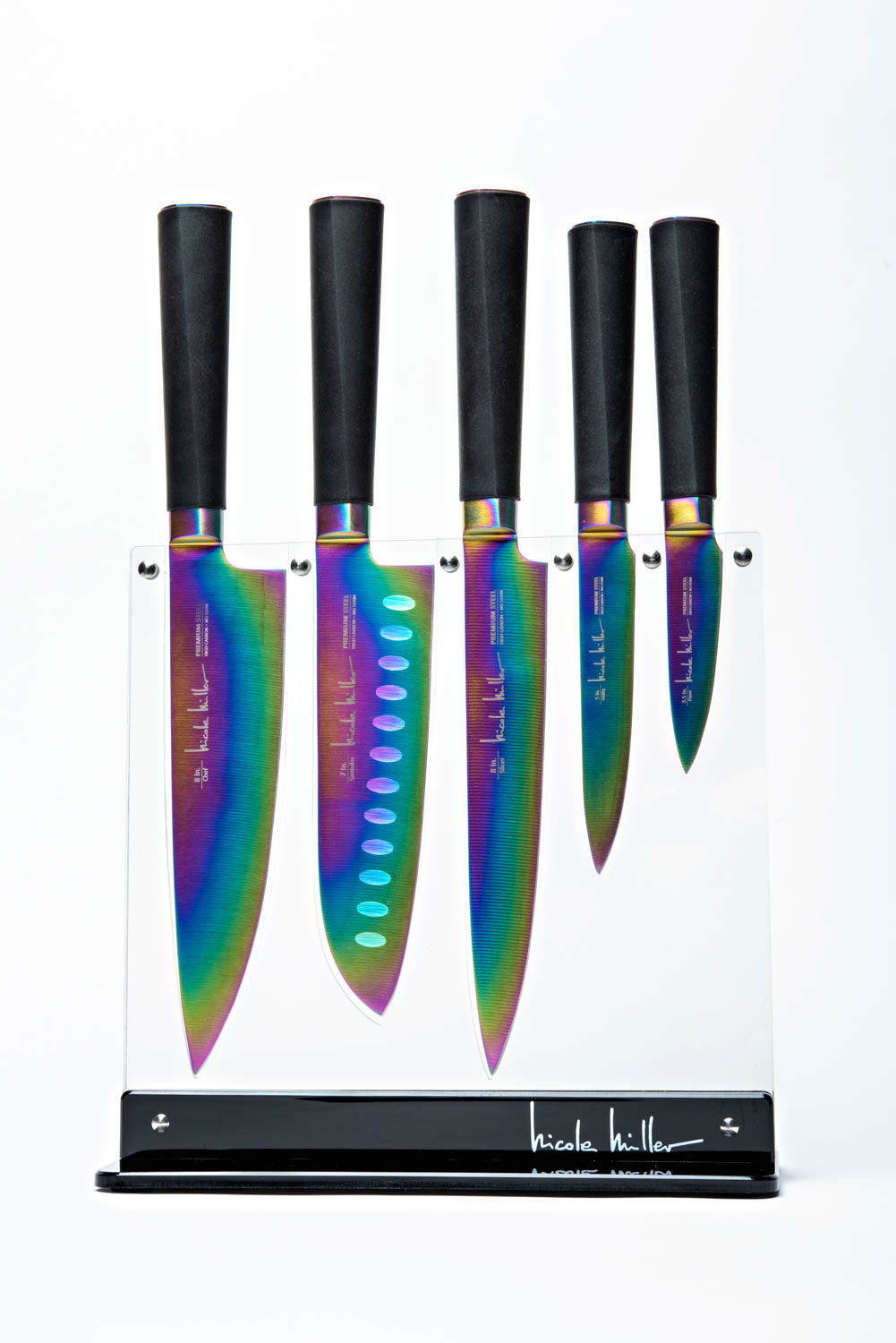 Nicole Miller Cutlery Knife Set 5Piece Rainbow Knife Set with