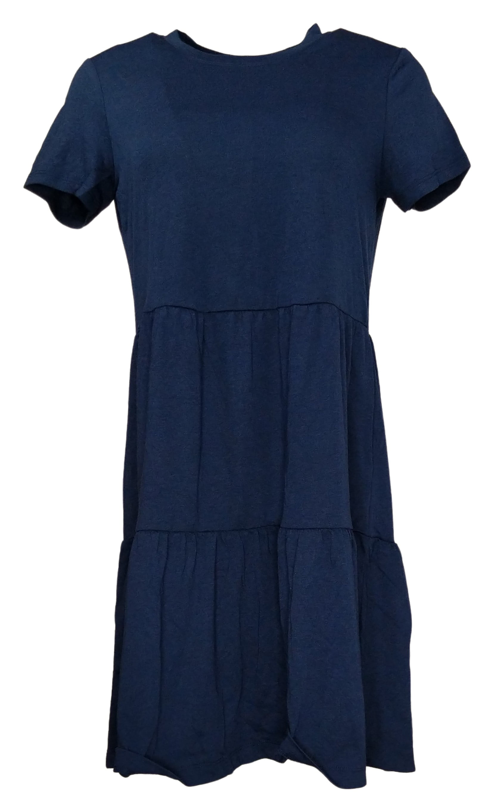 Nicole Miller Dress Sz M Ladies' Tiered Dress Short-Sleeve Blue