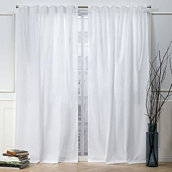 Nicole Miller Faux Linen Slub Textured Hidden Tab/Rod Pocket Top Light Filtering Curtain Panel Pair, 54"x108", Winter