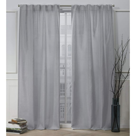 Nicole Miller Faux Linen Slub Textured Hidden Tab/Rod Pocket Top Light Filtering Curtain Panel Pair, 54"x96", Dove Grey