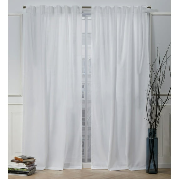 Nicole Miller Faux Linen Slub Textured Hidden Tab/Rod Pocket Top Light Filtering Curtain Panel Pair, 54"x96", Winter