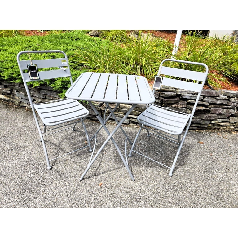 Nicole Miller Foldable Metal Bistro Set – 3 PC Contemporary