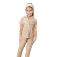 thumbnail image 1 of Nicole Miller Girls Pointelle Knit Button Front Shirt and Pant Pajama Set with Spa Headband, 3-Piece, Sizes 4-12, 1 of 5