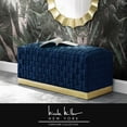 thumbnail image 1 of Nicole Miller Janice Velvet Bench Intricate Woven Pattern Gold Stainless Steel Base, Navy/Gold, 1 of 10
