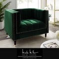 thumbnail image 1 of Nicole Miller Janie Velvet Club Chair Channel Tufted Nailhead Trim Metal Leg Tip, Hunter Green/Gold, 1 of 9