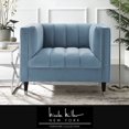 thumbnail image 1 of Nicole Miller Janie Velvet Club Chair Channel Tufted Nailhead Trim Metal Leg Tip, Slate Blue/Chrome, 1 of 9