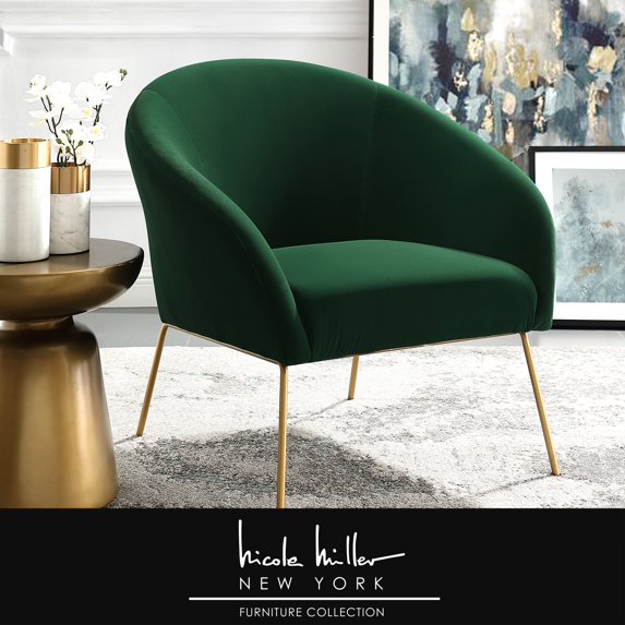 Nicole Miller Kamryn Lounge Chair, Green and Gold
