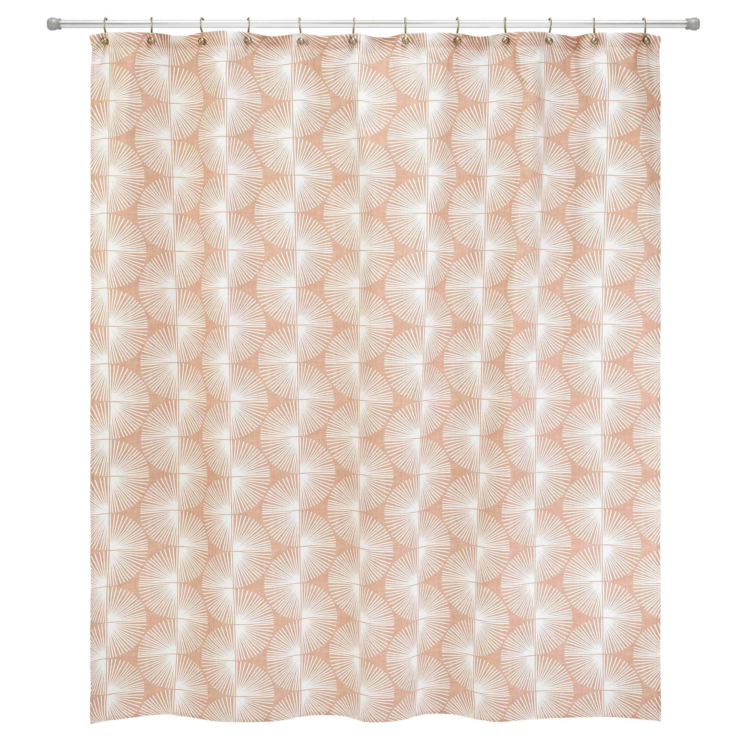 Extra Long Clay and White Fabric Tub Curtain Set