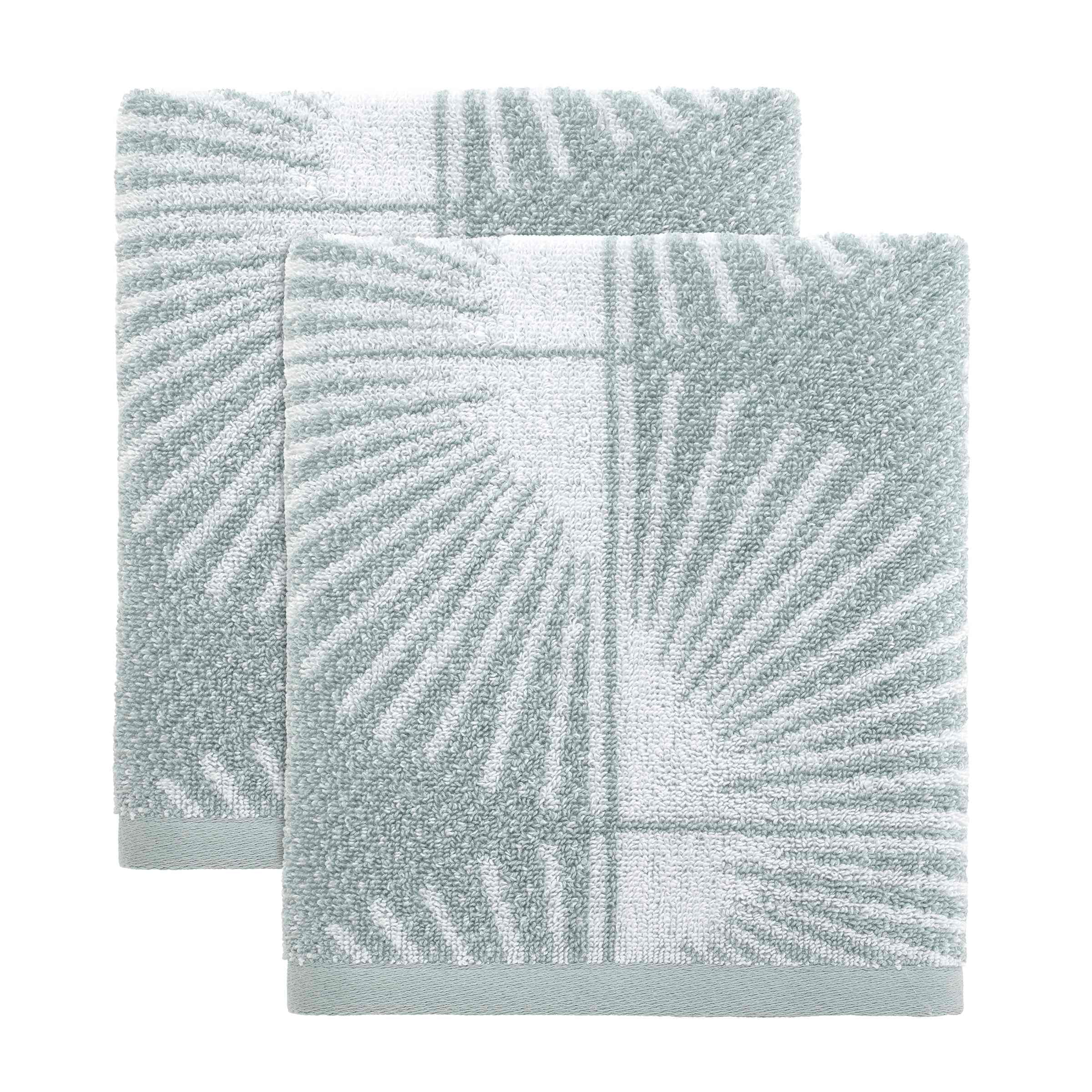 Aqua Blue Cotton Jacquard Woven Hand Towels Set
