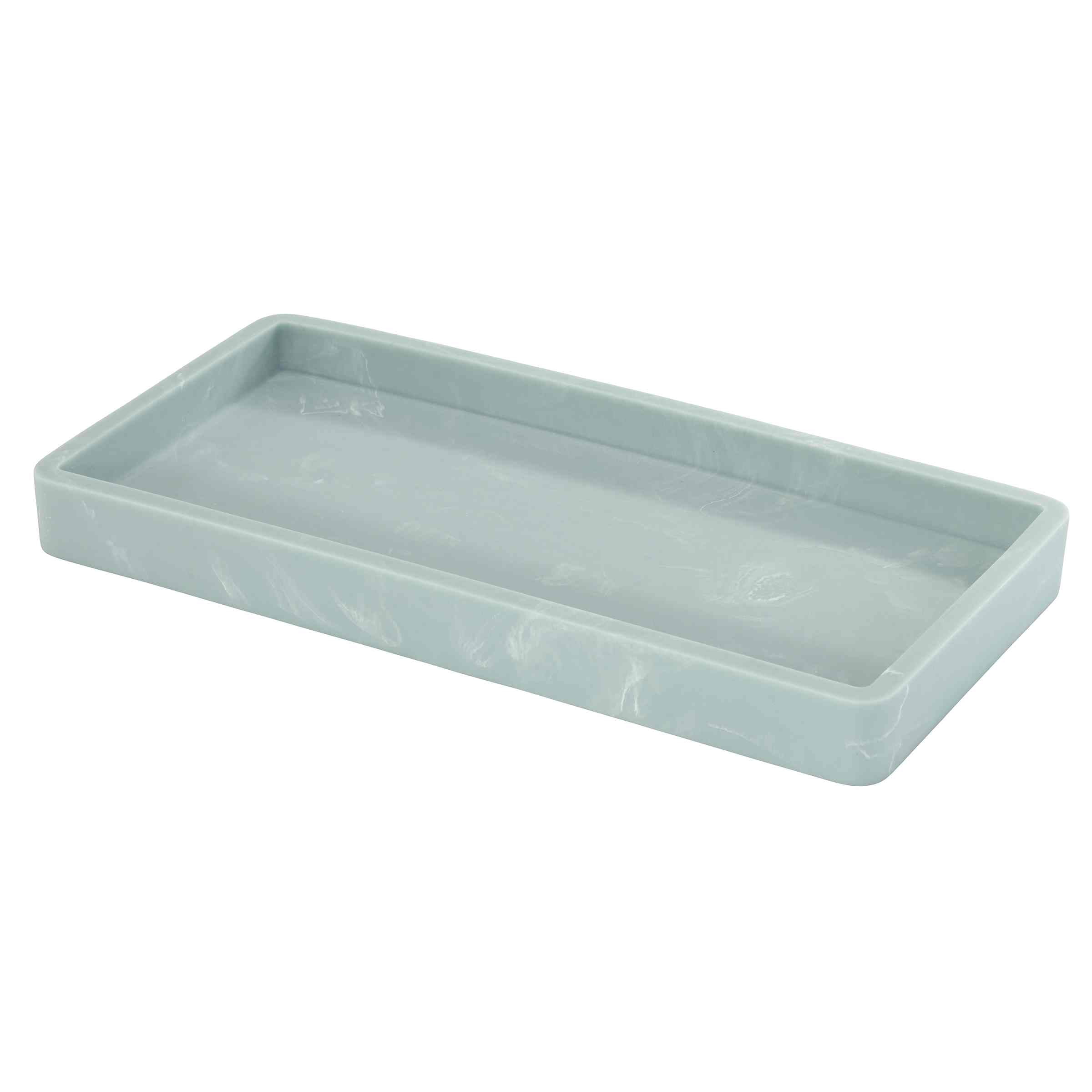 Aqua Blue Marble-Effect Resin Vanity Tray