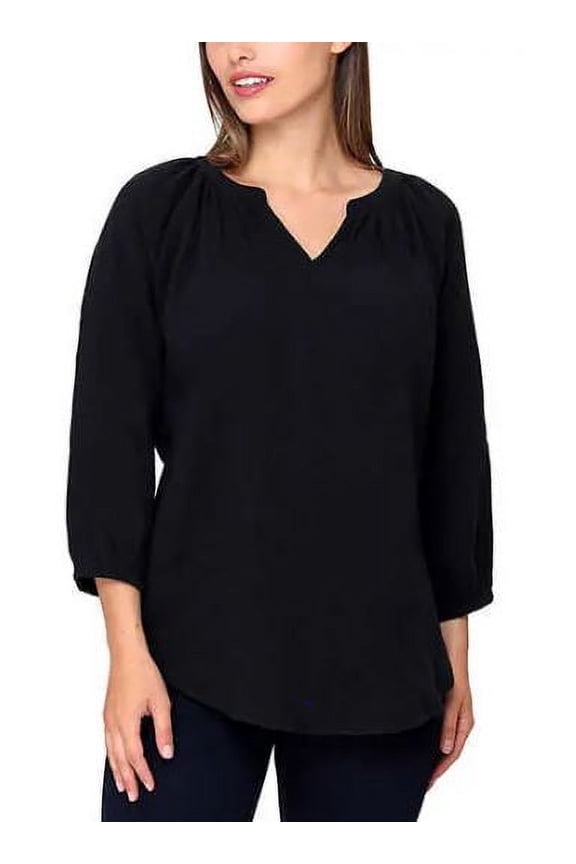Ladies' 100% Cotton Gauze Top, Black XS