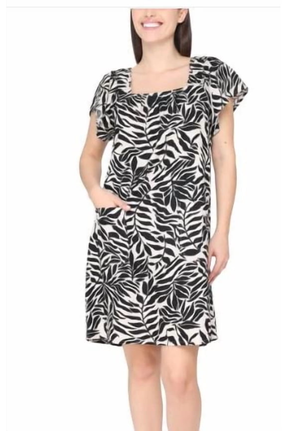 Ladies' Linen Blend Dress, Black Medium