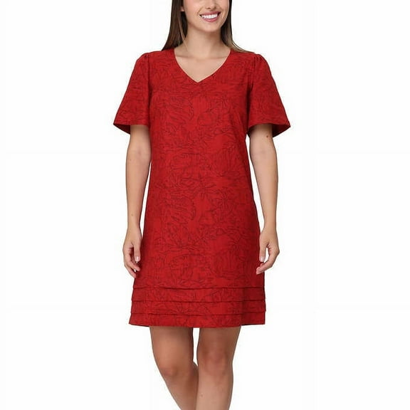 Nicole Miller Ladies' Linen Blend Dress Size: XL, Color: Red