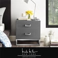 thumbnail image 1 of Posh Living Stefano 2-Drawer Nightstand with Metal Base in Dark Gray/Chrome, 1 of 8
