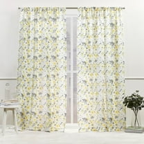 Nicole Miller New York Hattie Light Filtering, Semi Sheer Rod Pocket Curtain Panels, 54"x84", Yellow, Set of 2
