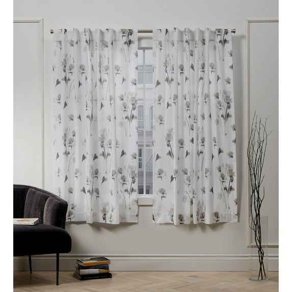 Nicole Miller New York La Petite Fleur Floral Cotton Hidden Tab Top Curtain Panel Pair