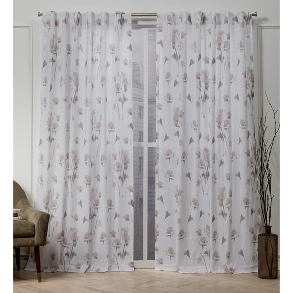 Nicole Miller New York La Petite Fleur Floral Cotton Hidden Tab Top Curtain Panel Pair