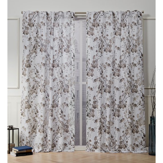 Nicole Miller New York Lillian Floral Cotton Hidden Tab Top Curtain Panel Pair
