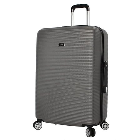 Nicole Miller New York Luggage Collection - 20 Inch Carry On (ABS+PC) Hardside Suitcase - Lightweight Designer Bag with 8-Rolling Spinner Wheels (Bernice Charcoal)