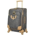 thumbnail image 1 of Nicole Miller New York Luggage Collection - Designer Lightweight Softside Expandable Suitcase- 20 Inch Carry On Bag with 4-Rolling Spinner Wheels (Paige Silver), 1 of 7