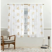 Nicole Miller New York Mabel Sheer Rod Pocket Curtain Panels, 54"x63", Gold, Set of 2