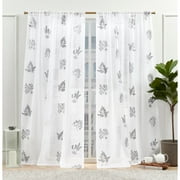 Nicole Miller New York Mabel Sheer Rod Pocket Curtain Panels, 54"x96", Grey, Set of 2
