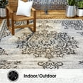 thumbnail image 1 of Nicole Miller New York Patio Country Azalea Transitional Medallion Indoor/Outdoor Area Rug, Grey/Black, 5'2"x7'2", 1 of 8