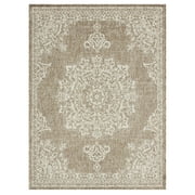 Nicole Miller New York Patio Country Azalea Transitional Medallion Indoor/Outdoor Area Rug, Taupe/Ivory , 6'6"x9'2"