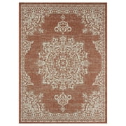 Nicole Miller New York Patio Country Azalea Transitional Medallion Indoor/Outdoor Area Rug, Terracotta/Ivory , 6'6"x9'2"