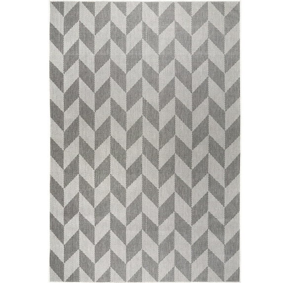 Nicole Miller New York Patio Country Calla Contemporary Herringbone Indoor/Outdoor Area Rug, Black/Grey, 1'9"x2'11"