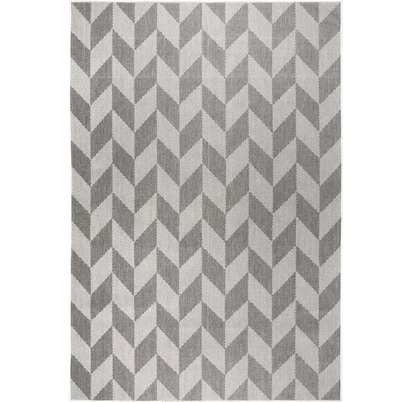 Nicole Miller New York Patio Country Calla Contemporary Herringbone Indoor/Outdoor Area Rug, Black/Grey, 1'9"x2'11"