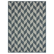 Nicole Miller New York Patio Country Calla Contemporary Herringbone Indoor/Outdoor Area Rug, Blue/Cream, 52"x72"