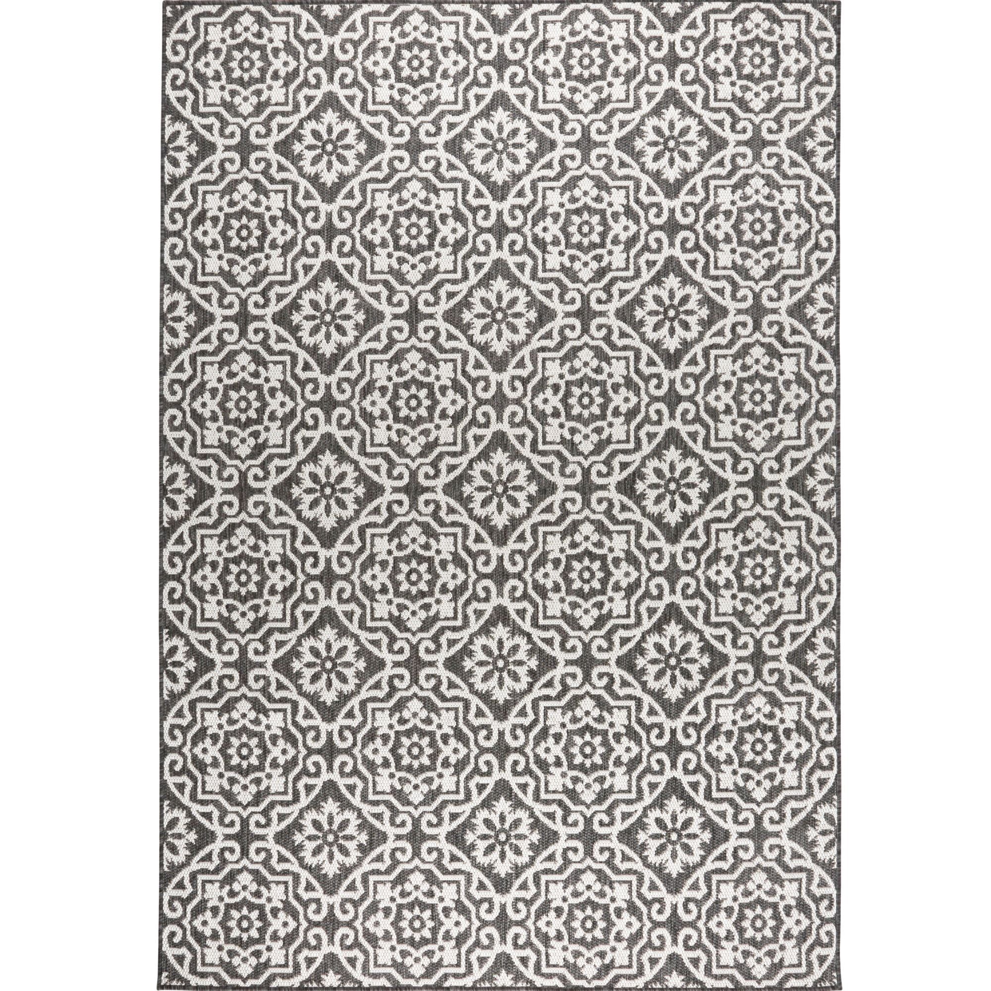Danica Black & Grey Geometric Indoor/Outdoor Cotton Blend Rug