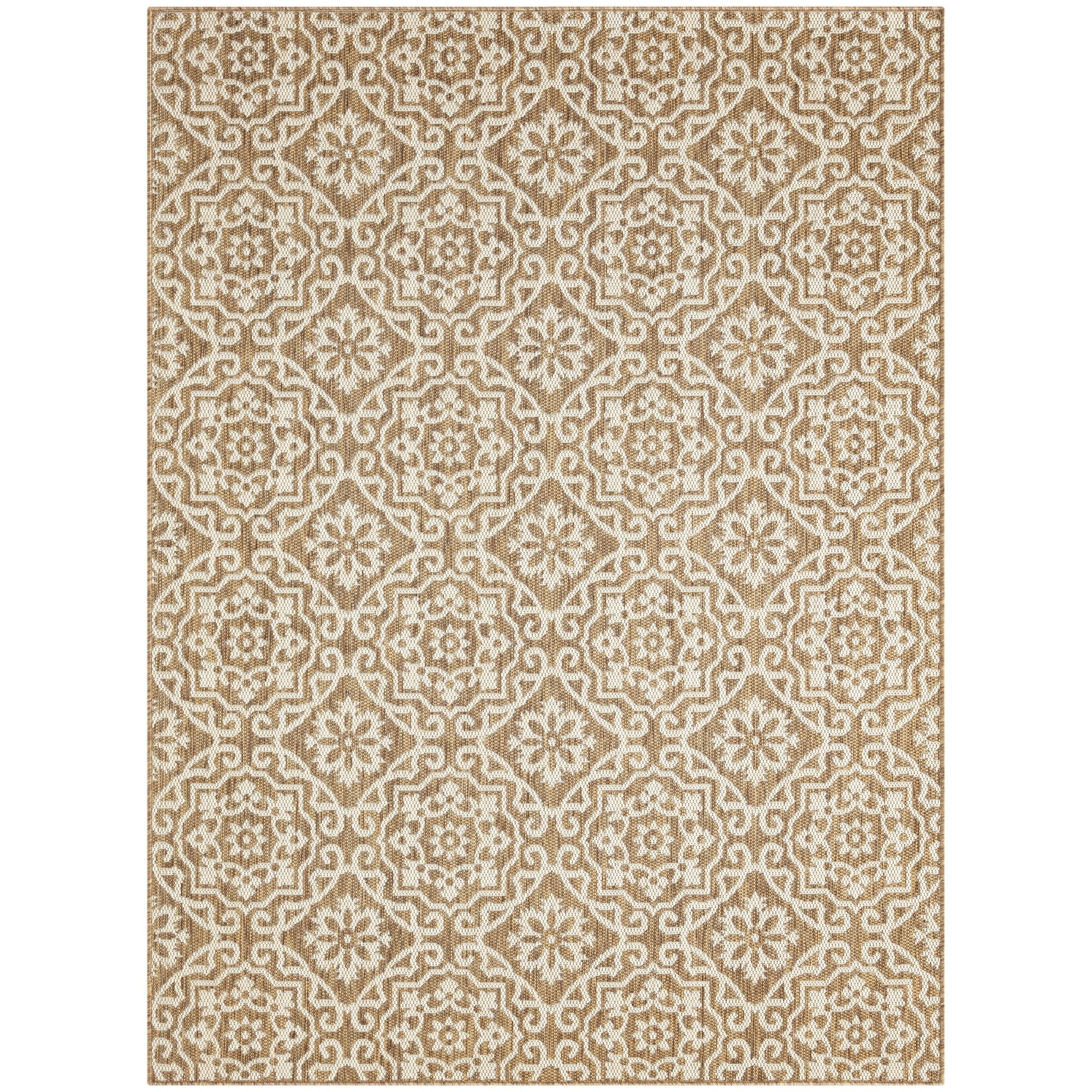 Nicole Miller New York Patio Country Danica Transitional Geometric Indoor/Outdoor Area Rug, Brown/Beige, 6'6"x9'2"