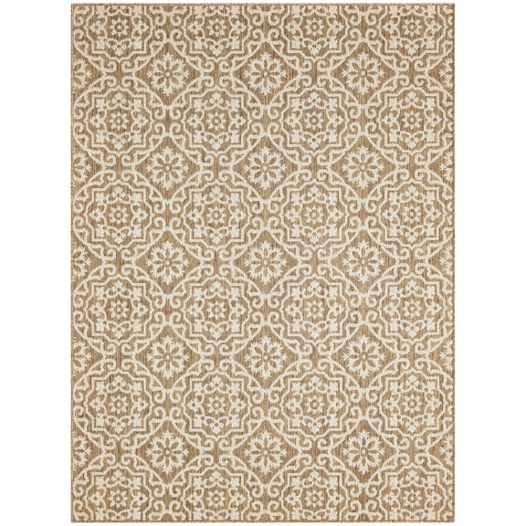 Nicole Miller New York Patio Country Danica Transitional Geometric Indoor/Outdoor Area Rug, Brown/Beige, 6'6"x9'2"